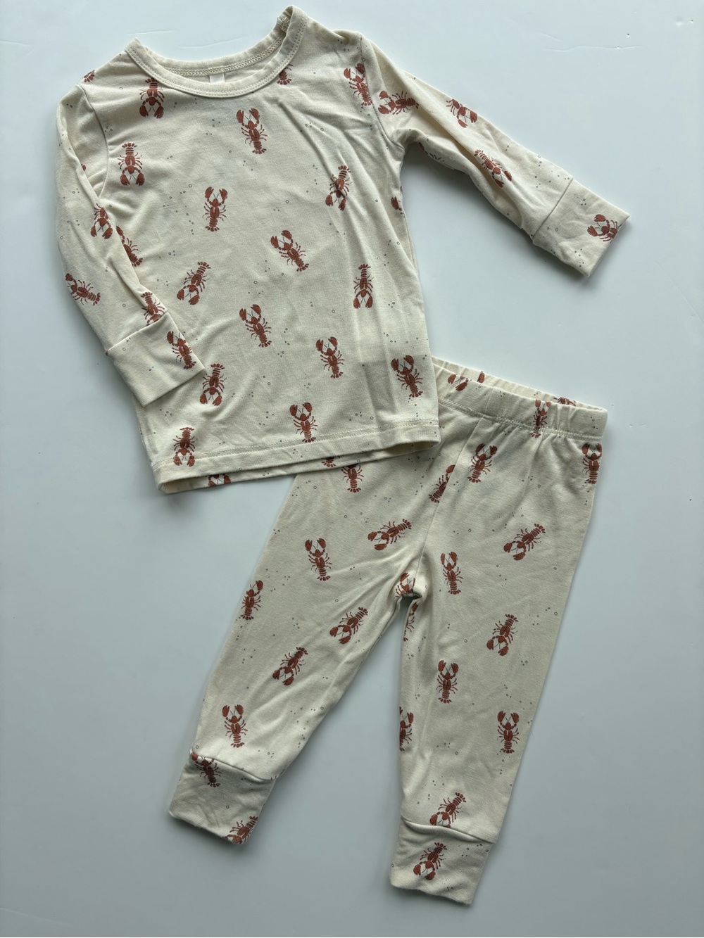 Rylee + Cru Bamboo Cream Lobster Print Pyjama Set